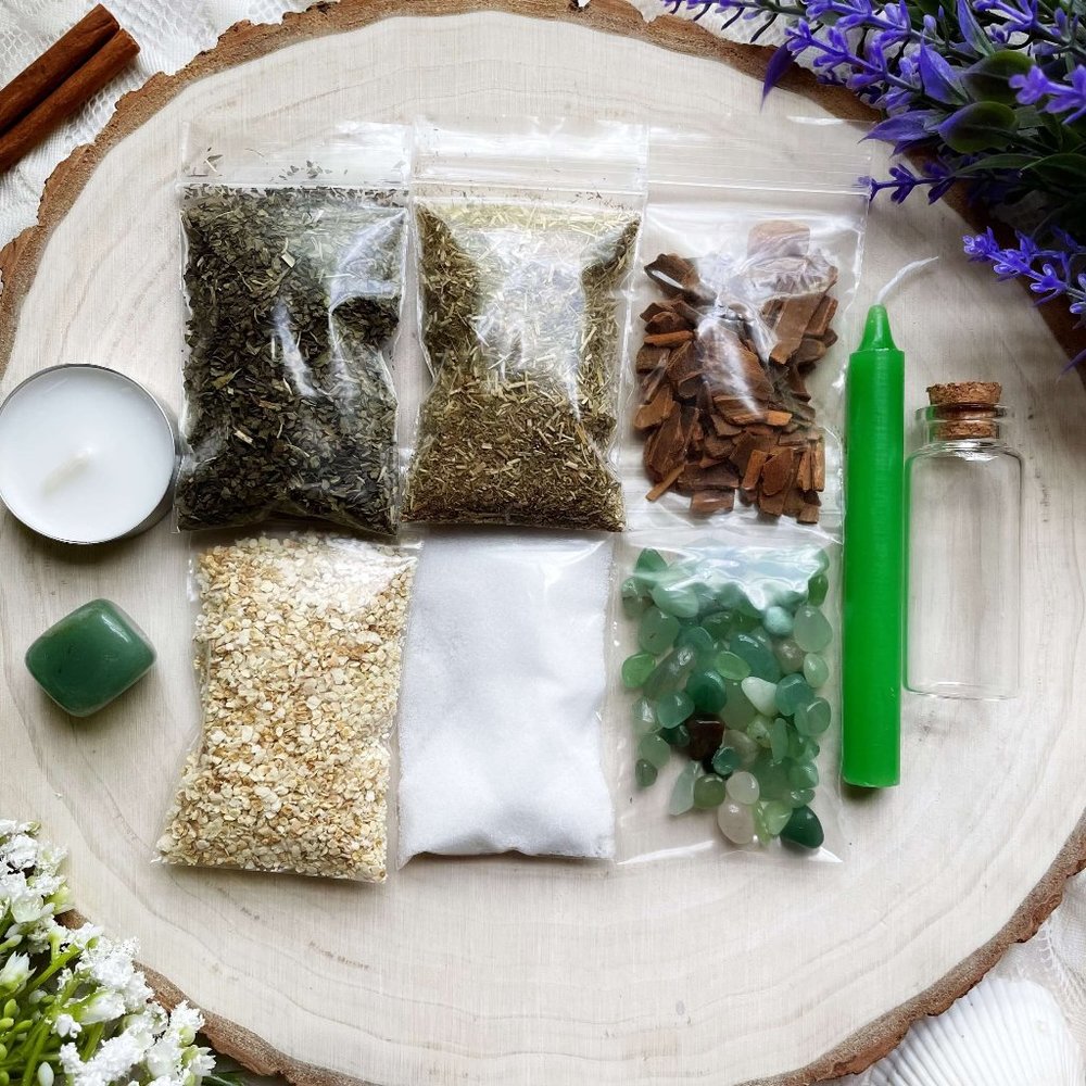 Large Money Spell Kit Herbs Crystals Candles Spell Magic Witchcraft Wiccan